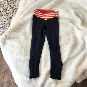 { Lululemon } Seawheeze Running Crops Red & White Stripe